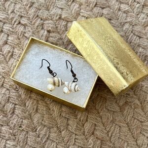 Elegant Shell and Pearl Earrings - Ready for Gift-Giving in Gold Box